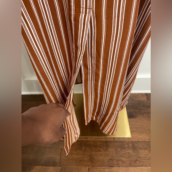 Faithfull The Brand x Anthropologie Copper Brown Stripe Maxi Dress Sz Medium (6) - Picture 4 of 11